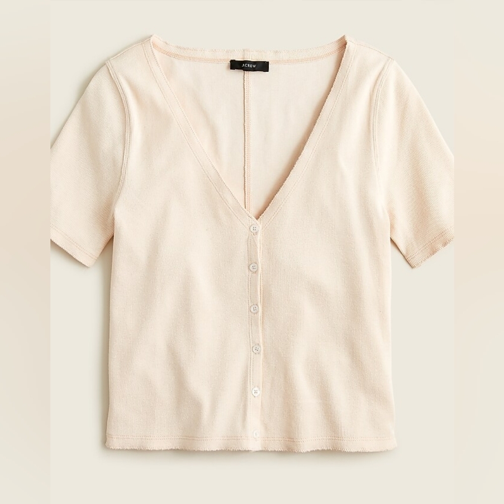 J. Crew Ribbed V-neck Cardigan PALEST PEACH